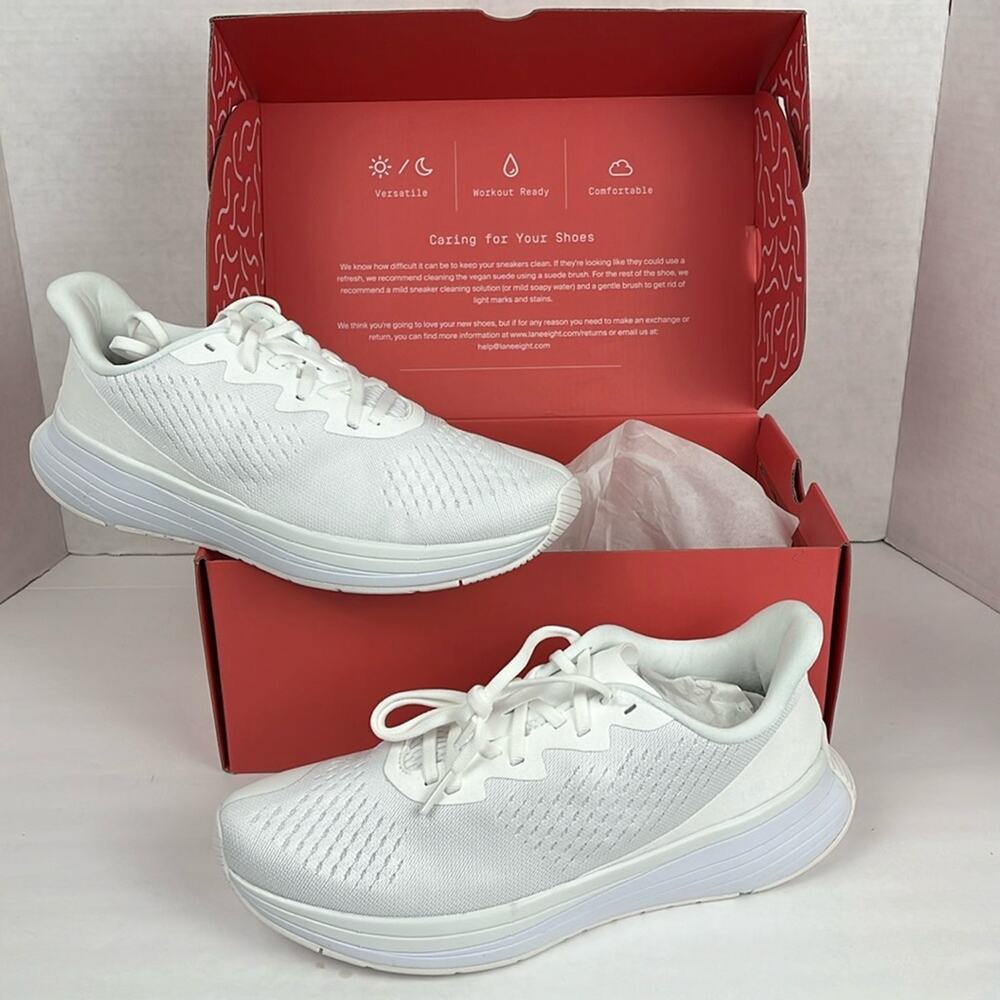 Lane Eight Woman's Relay Trainer Shoes 8.5 Unisex White Sneakers Athletic